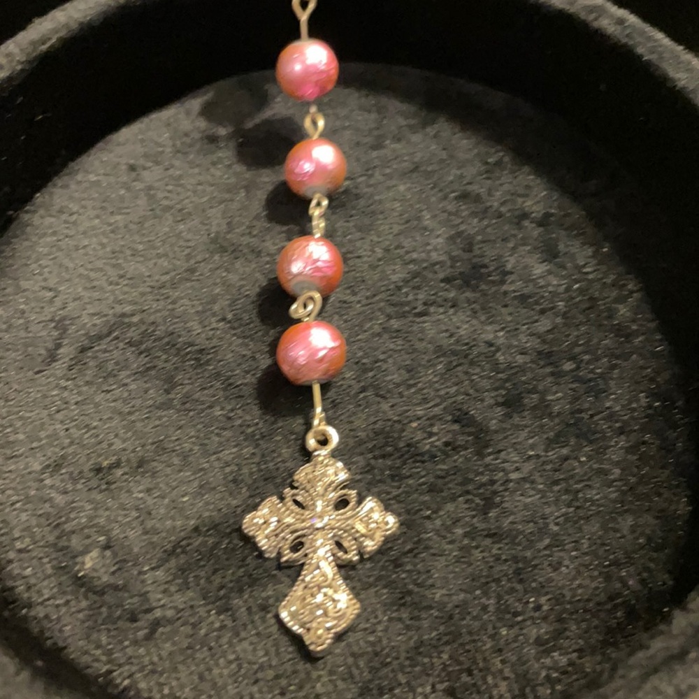 Handmade pink beaded rosary